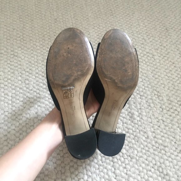 Karl Lagerfeld Paris Hettie Suede Mules sandal heels black 6 - Picture 8 of 15